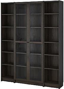 Витрина IKEA Billy/Oxberg usi sticla/polite 160x30x202 Темно-коричневый дуб