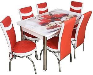 Набор стол и стулья Kelebek ES-301 (6 стульев)