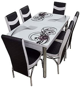 Набор стол и стулья Kelebek ES-08 (6 стульев)