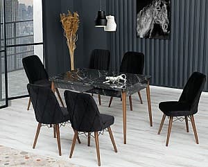 Set de masa si scaune Kelebek ES-632 Black (6 scaune)