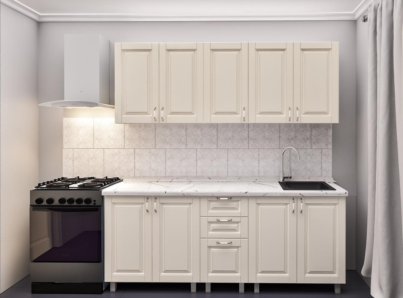 Set mobila bucatarie PS Lena 2 m (vopsita, frez. Clasic) Bej