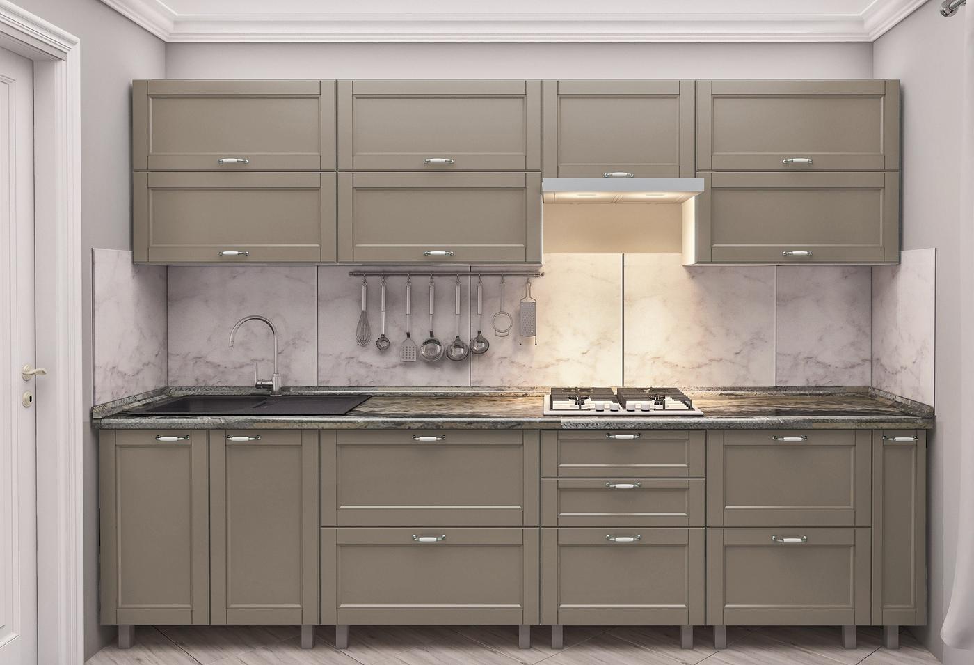 Set mobila bucatarie PS Kvadro 3 m (vopsita, frez. Modern) Cappuccino