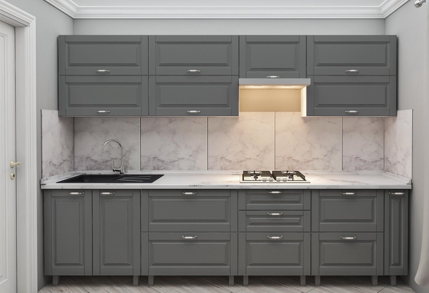 Set mobila bucatarie PS Kvadro 3 m (vopsita, frez. Clasic) Gri