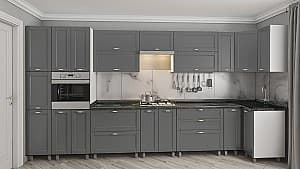 Кухонный гарнитур PS ЭКО 4.1х0.9 м (краска, фрез. Модерн) Серый