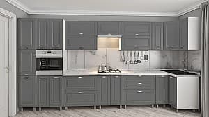 Кухонный гарнитур PS ЭКО 4.1х0.9 м (краска, фрез. Классик) Серый