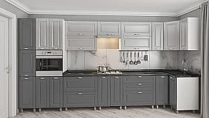Кухонный гарнитур PS ЭКО 4.1х0.9 м (краска, фрез. Классик) Светло-Серый/Серый