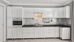 Кухонный гарнитур PS ЭКО 4.1х0.9 м (краска, фрез. Классик) Белый