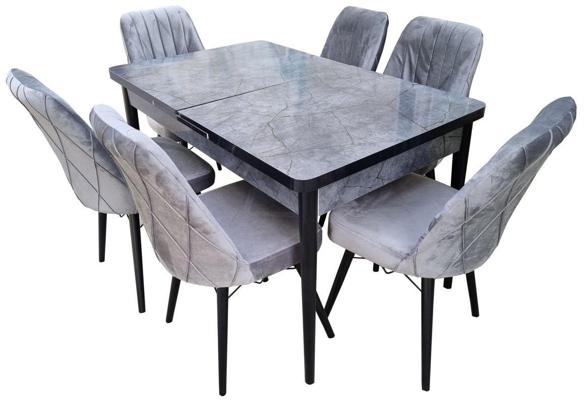Set de masa si scaune MG-Plus MDF 2 Butterfly Antrasit (6 scaune Gold Grey)