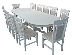 Набор стол и стулья Evelin HV-33V Cream Light + 12 стульев DEPPA R Cream Light/NV-1WP (Бежевый)