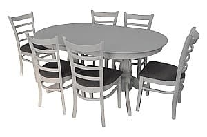 Набор стол и стулья Evelin HV-33V White + 6 стульев COCO White/NV-10WP Grey