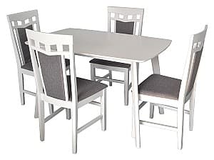Набор стол и стулья Evelin Cooper White + 4 стулья Deppa R White NV-10WP Grey