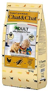 Нrană uscată pentru pisici Chat&Chat Adult Chicken&Peas 14kg