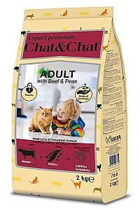 Нrană uscată pentru pisici Chat&Chat Adult Beef&Peas 2kg