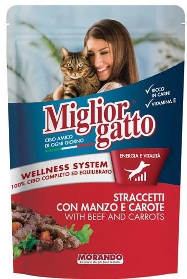 Hrana umeda pentru pisici Morando cu vita si morcov 100g