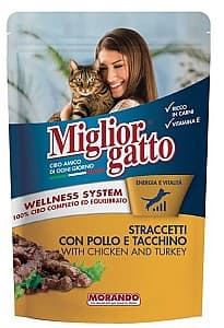 Hrană umedă pentru pisici Morando cu gaina si curcan 100g