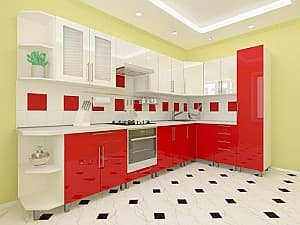 Set mobila bucatarie PS Ana 3.4x1.7m Red/White