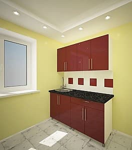 Set mobila bucatarie PS Mini (High Gloss) 1.6 m Bordo