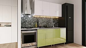 Set mobila bucatarie PS Mini (High Gloss) 1.6 m White/Green