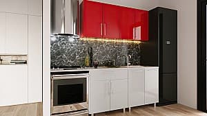 Set mobila bucatarie PS Mini (High Gloss) 1.6 m Red/White