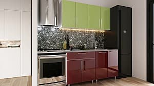 Set mobila bucatarie PS Mini (High Gloss) 1.6 m Green/Bordo