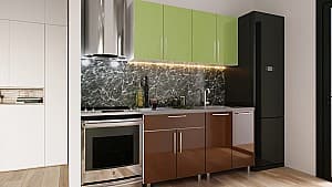 Set bucatarie PS Mini (High Gloss) 1.6 m Green/Brown