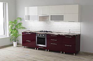 Set bucatarie PS Blum (High Gloss) 2.8 m Beige/Bordo