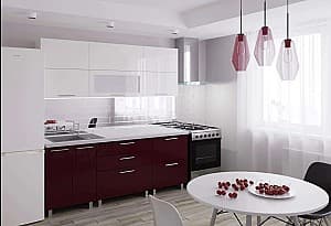 Set mobila bucatarie PS Garis (High Gloss) 2.0 m White/Bordo