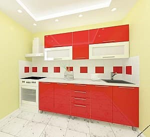 Set mobila bucatarie PS Lena 2m (in sus) High gloss Red