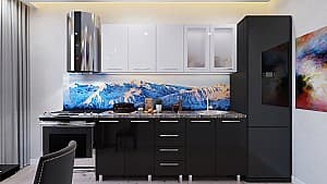Set mobila bucatarie PS Lena 2 m High Gloss Black/White