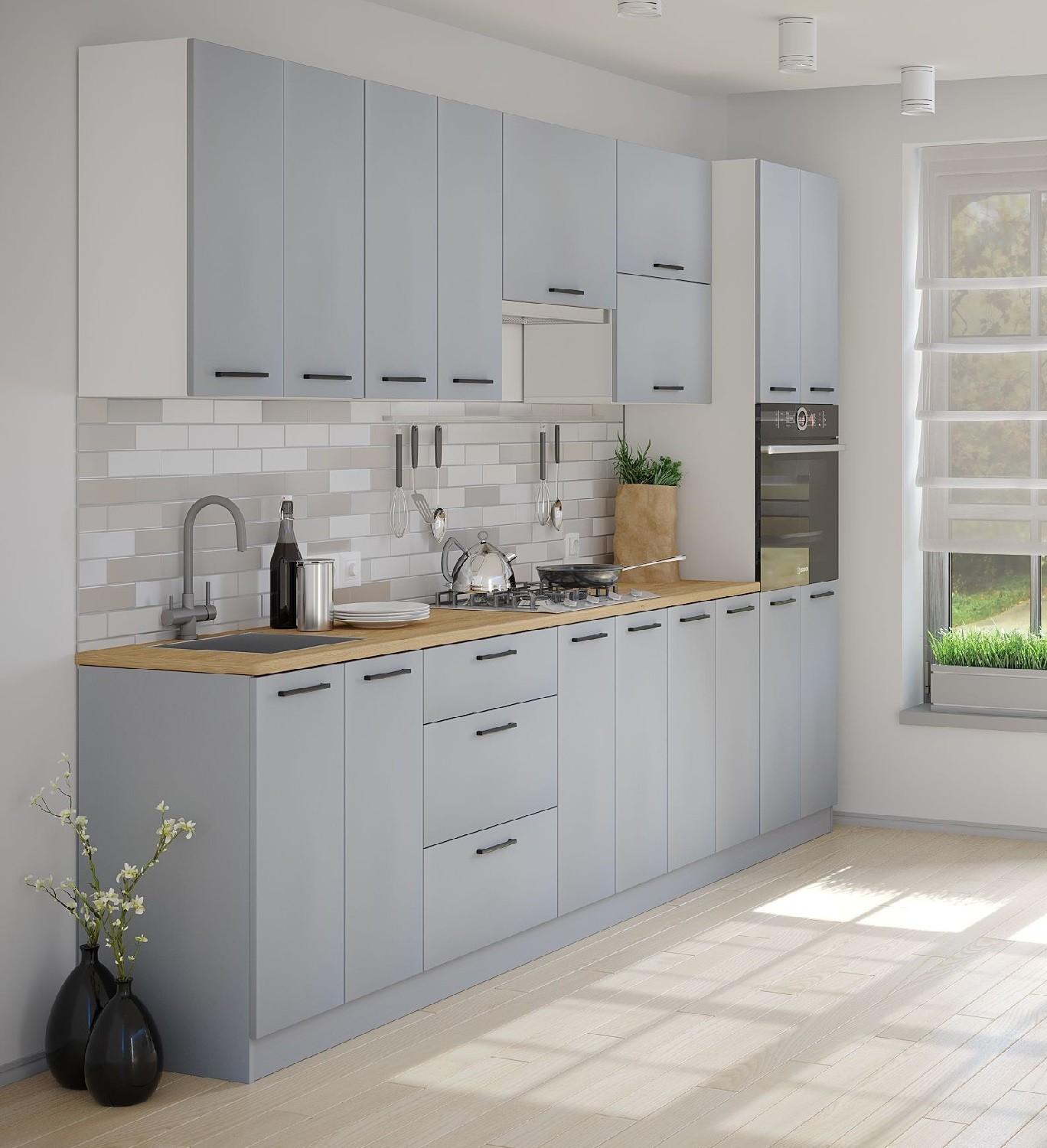 Set mobila bucatarie Fabrik Home Bergamo MDF 3000 mm Frasin