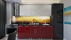 Set mobila bucatarie PS Modern (High Gloss) 1.8m White/Bordo