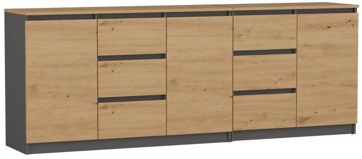 Комод TopEshop Costa 3D6S Антрацит (Серый)/Дуб Ремесленный (Коричневый)