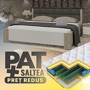 Кровать Yasen Венера 1.6 м Графит/Дуб Крафт Белый + Матрас Salt Confort Clasic 160x200