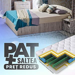 Pat Ambianta Inter 1.6 m Alb-Samoa + Saltea Salt Confort Clasic 160x200