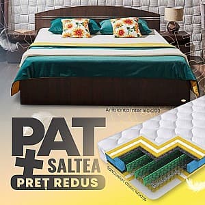 Кровать Ambianta Inter 1.6 м Сонома Темный + Матрас Salt Confort Clasic 160x200