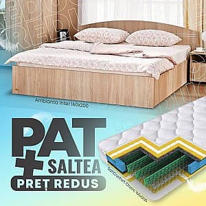 Pat Ambianta Inter 1.6 m Bardolino + Saltea Salt Confort Clasic 160x200