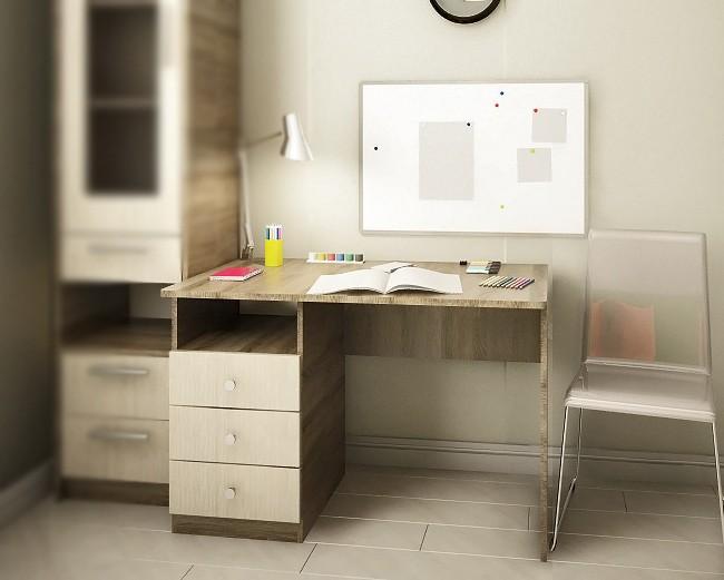 Письменный стол PS КС-110 (ящ.) трюфель/шамони светлый