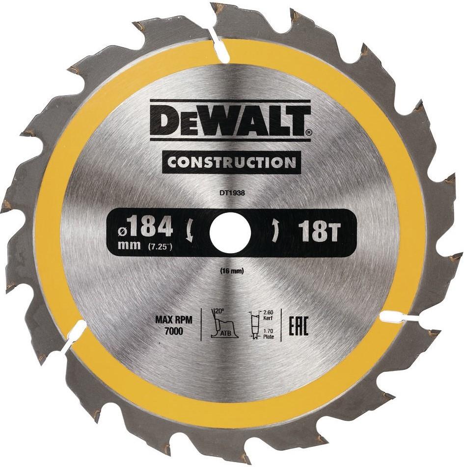 Диск для болгарки Dewalt 184x16мм 18Т