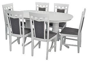 Set de masa si scaune Evelin HV 24V White + 6 scaune Deppa R White NV-10WP Grey