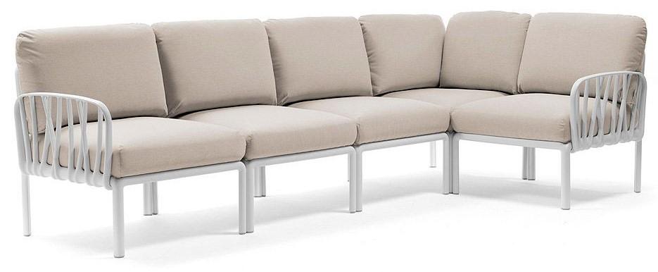 Canapea pentru gradina Nardi KOMODO 5 40370.00.131  (5locuri) Alb/Tech Panama (Bej)