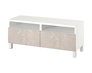 Tumba pentru televizor IKEA Besta white/Bergsviken/Stubbarp beige 120x42x48 cm