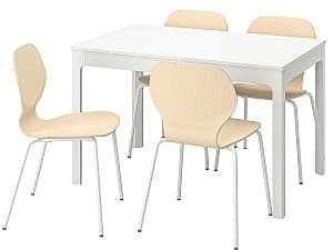 Set de masa si scaune IKEA Ekedalen/Sigtrygg 120/180x80 (1+4) Alb/Mesteacan (Bej)