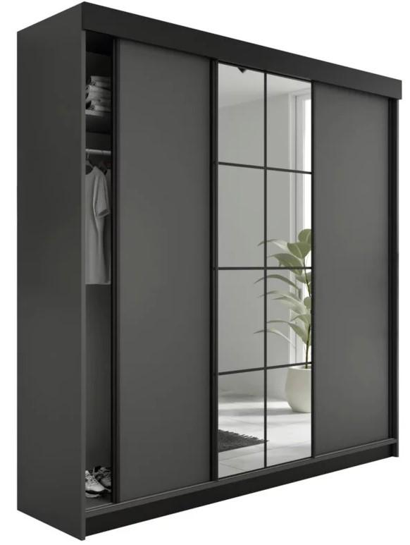 Шкаф-купе Prime Furniture Lamaro 200x205x59 Графит(Серый)/Черный
