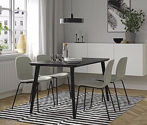 Set de masa si scaune IKEA Lisabo/Karlpetter/Gunnared 140x78 (1+4) Negru/Verde Deschis