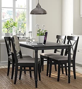 Набор стол и стулья IKEA Danderyd/Ingolf/Nolhaga 130cm (1+4) Черный/Серо-Бежевый