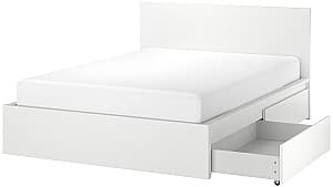 Кровать IKEA Malm/Luroy 4 ящика для хранения 140х200 Белый