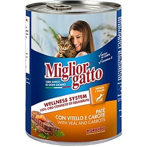 Hrana umeda pentru pisici Morando Miglior Gatto pate vitello/Carote 400g