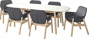 Набор стол и стулья IKEA Vedbo/Vedbo 240x105 (1+6) Белый/Береза (Бежевый)