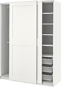 Шкаф-купе IKEA Pax/Grimo полки/штанги/корзины 150x66x201 Белый