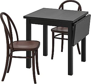 Set de masa si scaune IKEA Nordviken/Skogsbo 74/104x74 (2+4) Negru/Maro Inchis